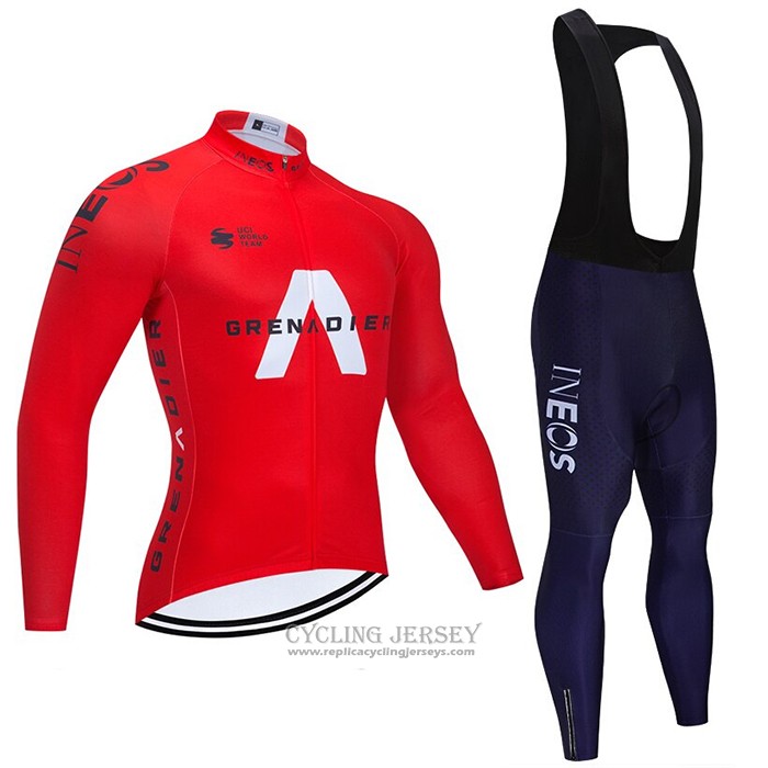 2021 Cycling Jersey Ineos Grenadiers Red Long Sleeve And Bib Tight